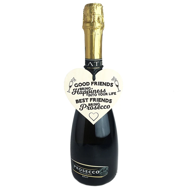 Los mejores amigos llevan Prosecco madera colgante corazón placa novedad Alcohol signo