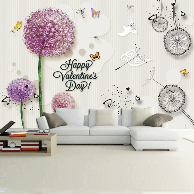 

3D wallpaper dandelion seed Mesh modern for living room TV background wall paper sofa bedroom decoration wallpaper