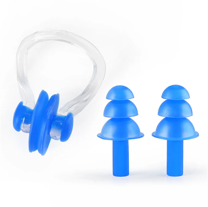 Soft Silicone Swimming Nose Clips + 2 Ear Plugs Earplugs Gear with a case box Set Pool Accessories Water Sports