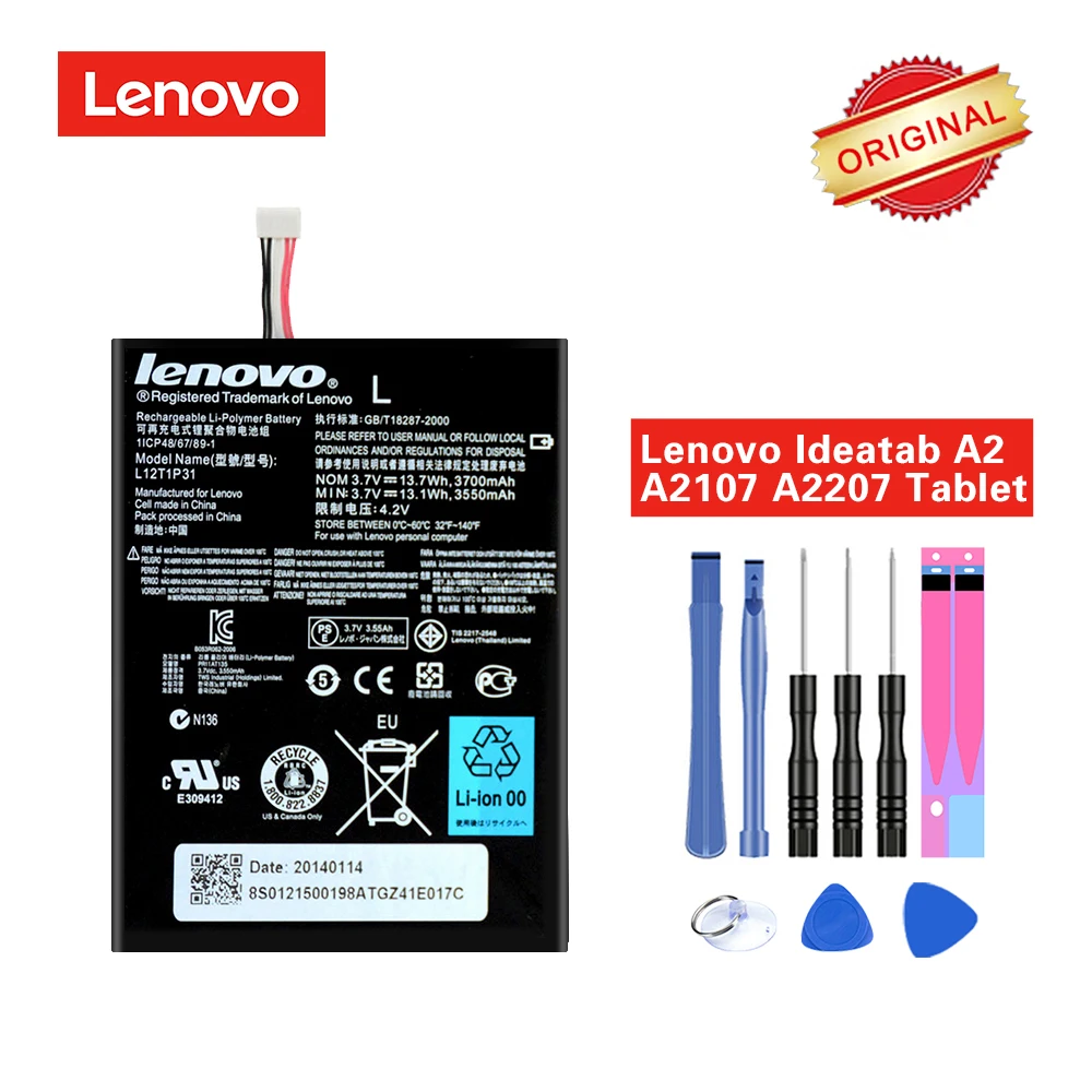 

Original Battery L12T1P31 for Lenovo Ideatab A2 A2107 A2207 Tablet Akku with Repair Tools
