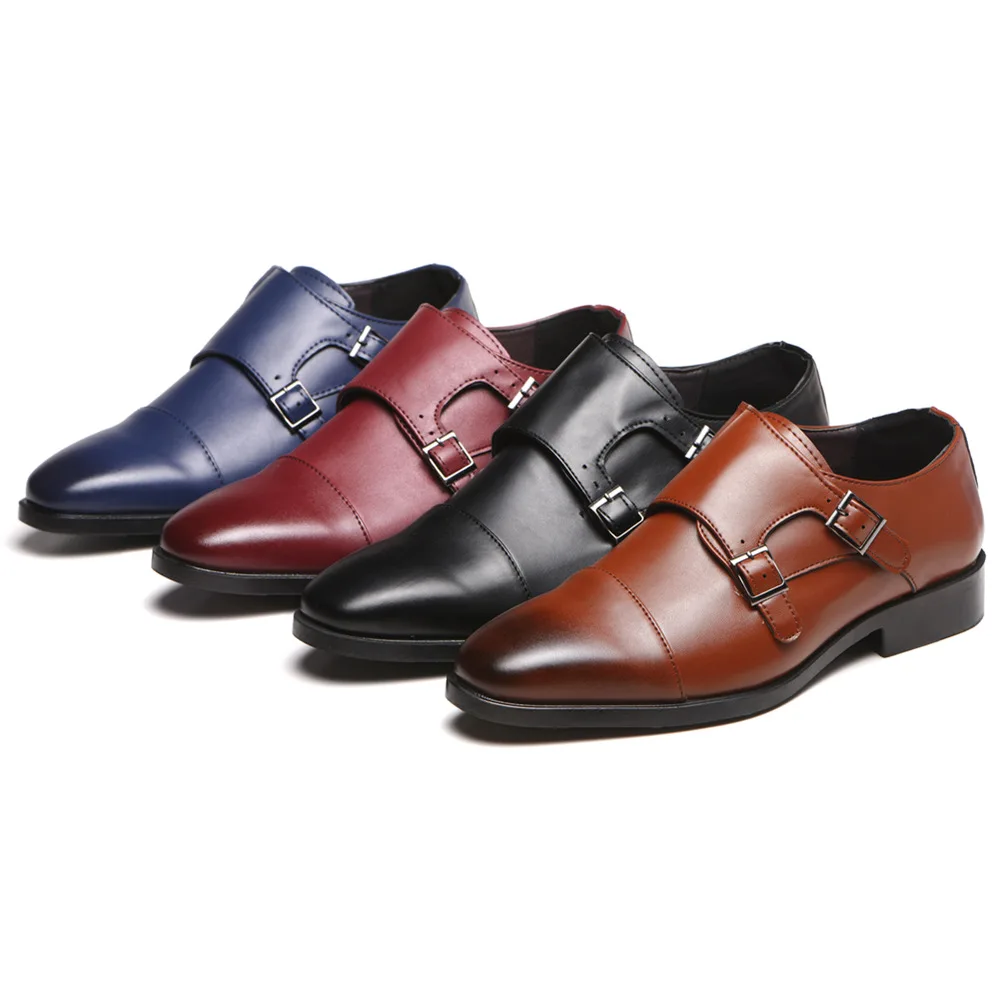 Кожаная обувь для мужчин; свадебные офисные модельные туфли; официальная обувь ручной работы с ремешком; мужская повседневная кожаная обувь