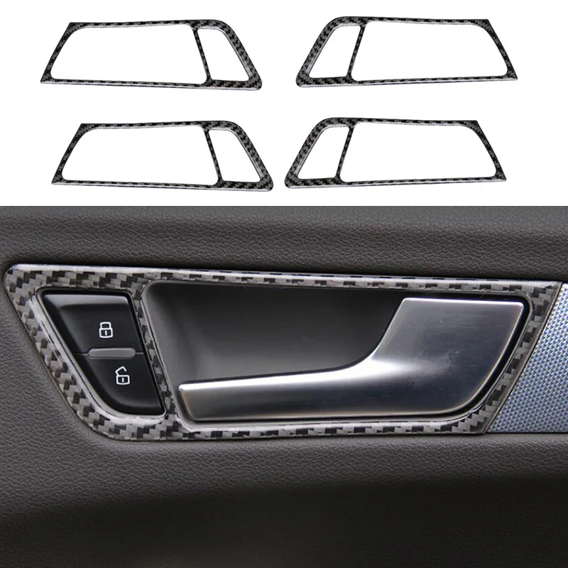 4x 100 Carbon Fiber Interior Door Handle Frame Cover Trim For Audi Q5