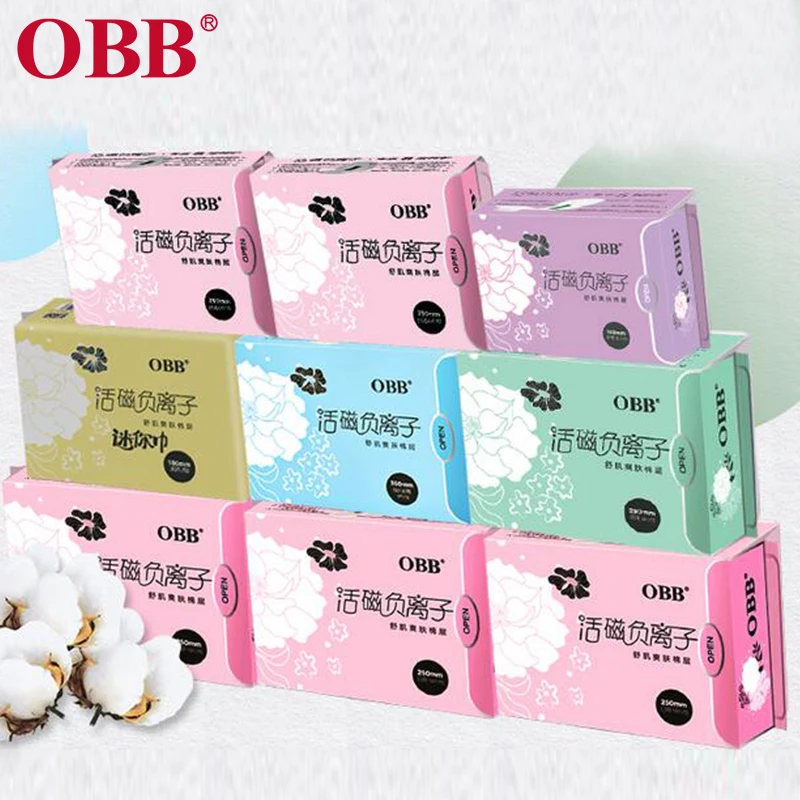 

OBB Anion Cotton Sanitary Napkins 100pcs/Set Daily Use And Night Use Package Integration Ultra Thin Ultra Soft Sanitary Pads