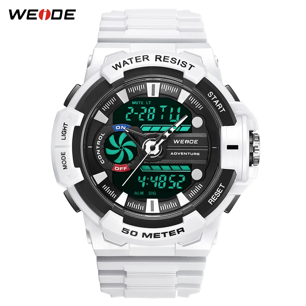 

WEIDE Men Watch Digital Sport Watch Waterproof Clock Alarm Date Analog Digital Military Army Quartz PU Strap Band Men's watches