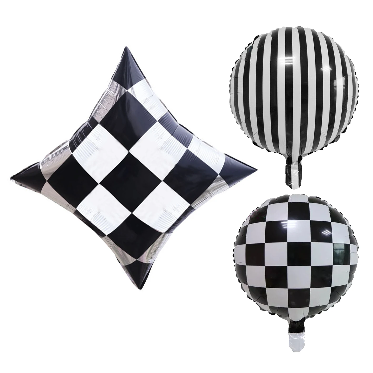 

1pcs Black White Racing Flag Bar Foil Balloons Boys Checkered Race Car Themed Party Balloons Kids Happy Birthday Party Supplies