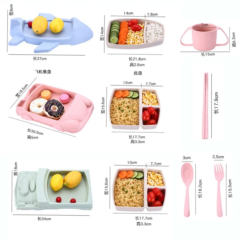 5 шт. детская посуда для автомобиля, самолета, посуда для кормления детей, тарелка с героями мультфильмов, миска, вилка, ложка, чашка, посуда для еды, набор для кормления, поставщик