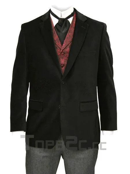 Cool Black Lapel Single-Breasted Buttons Jazz Cloth Velvet Mens Steampunk Jacket For Men Free Shipping | Тематическая одежда и