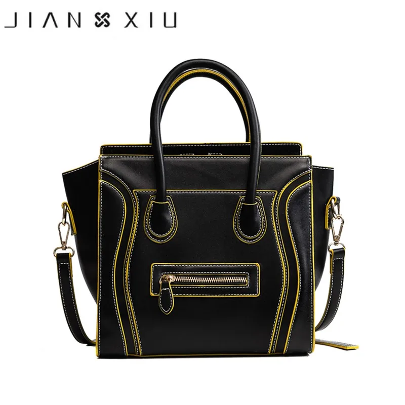 

2018 Leather Fashion Laugh Face Patchwork Luxury Famous Bags Women Handbags Designer High Quality Trapeze Big Tote Shoulder Bags