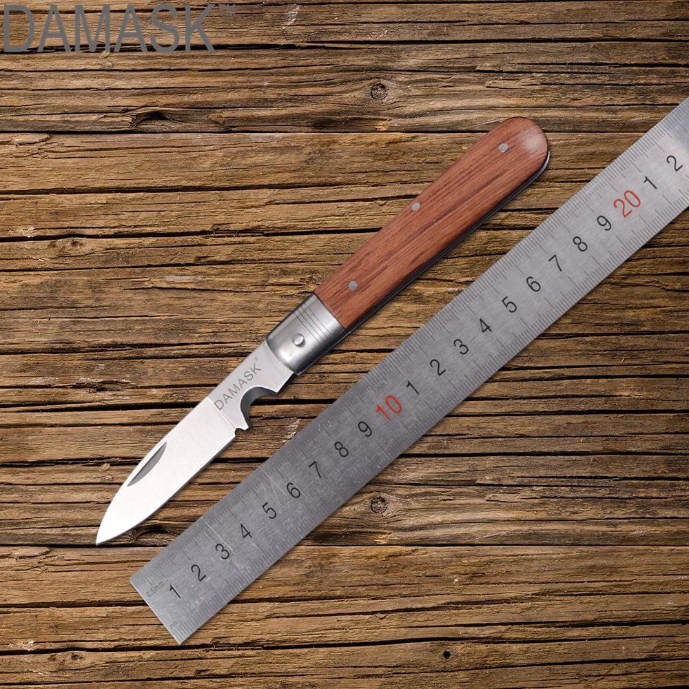 

DAMASK Practical Folding Stainless Steel Blade Pocket Knife Wood Non-slip Handle Tactical Outdoor EDC Knife House-use Tools