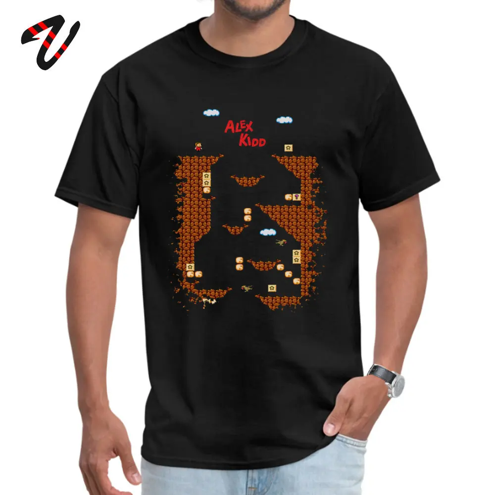 High Quality Men T-shirts Alex Kidd in Miracle World Street Tops Shirts All Cotton Short Sleeve Printed T Shirt O-Neck Alex Kidd in Miracle World12507 black