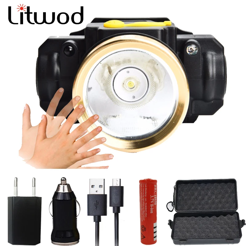 

Litwod z2090 LED Body Motion Sensor Headlamp Mini Headlight Rechargeable Outdoor Camping Flashlight Head Torch Lamp With USB