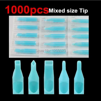 

1000PC Lot Blue Mixed Sterile Disposable Tattoo Machine Gun Nozzle Tips Needle Tube For Tattoo Gun Needle Ink Cup Grip Kits