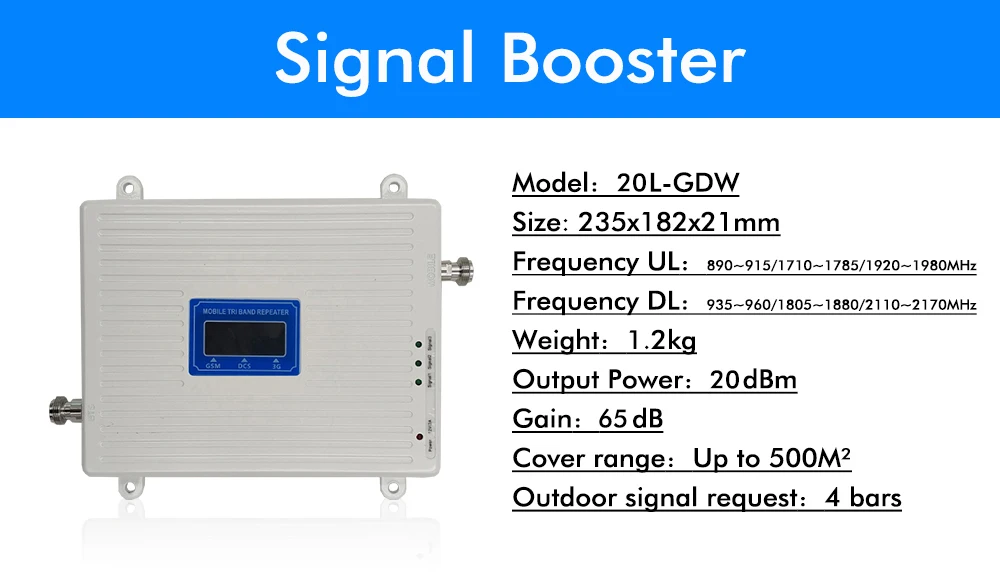 2G 3g 4G трехдиапазонный усилитель сигнала GSM 900+ DCS/LTE 1800+ WCDMA/UMTS 2100 повторитель сигнала для сотового телефона 900 1800 2100 усилитель сигнала