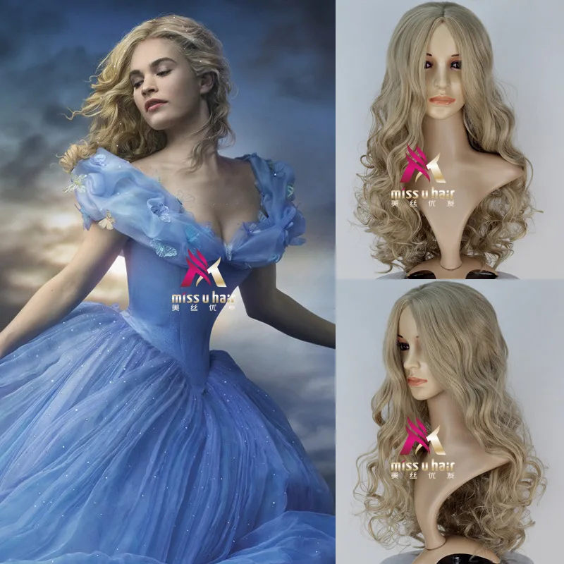 

Film Movie Cinderella Wig Cosplay Role Play Halloween Princess Hair with Hair Net Body Wave Wig