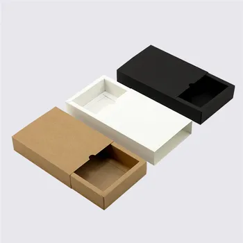 

100pcs/lot White/Black/Kraft paper Drawer shape Handmade Soap Packaging Paper Boxes different sizes Gift packaging box