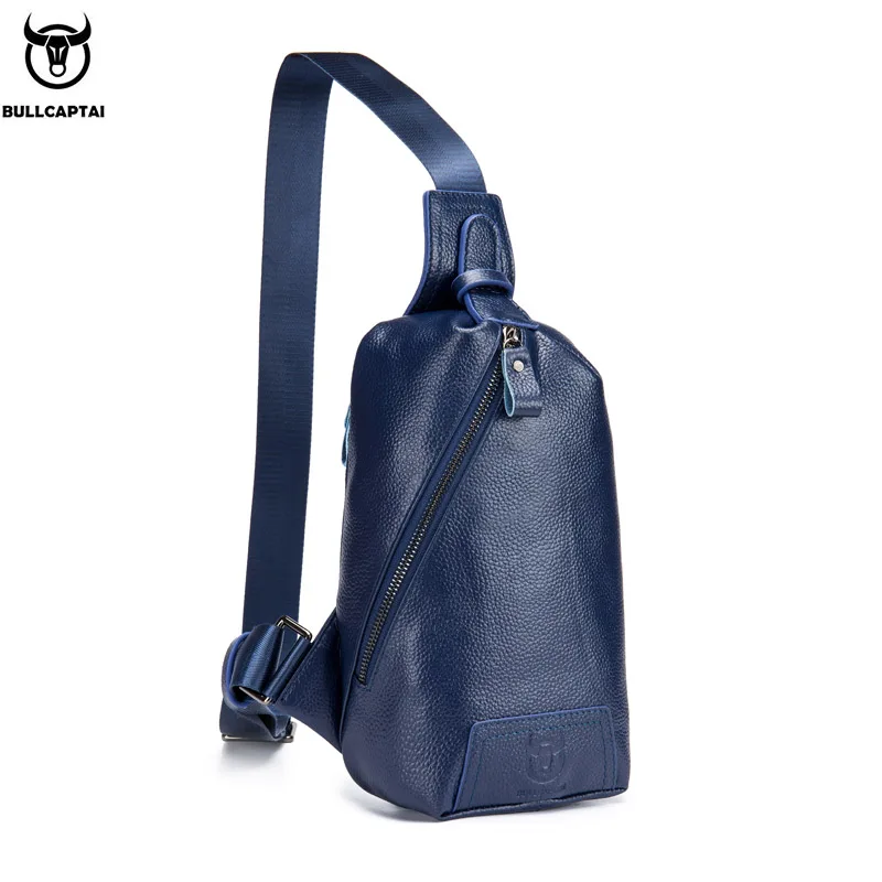 

Bullcaptain 2019 casual men's fashion Messenger bags' shatter-resistant open leather chest bags men's shoulder bag pillow bag '
