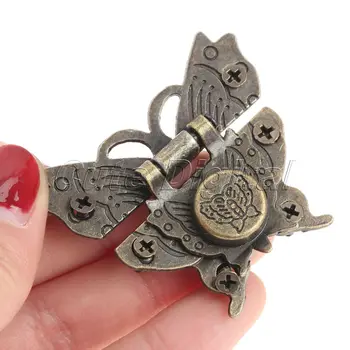 

6Pcs 50x45mm Jewelry Chest Gift Wood Suitcase Case Hasp Latch Antique Decorative Latch Hook Lock for Box W/Screw Furniture Decor