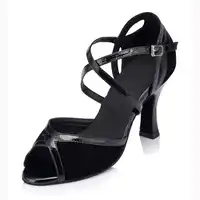 Women Latin Ballroom Dance Shoes Black Red Salsa Social Party Dance Shoes Female Samba Tango Shoes High Heel 6,7.5,8.5,10cm 1813