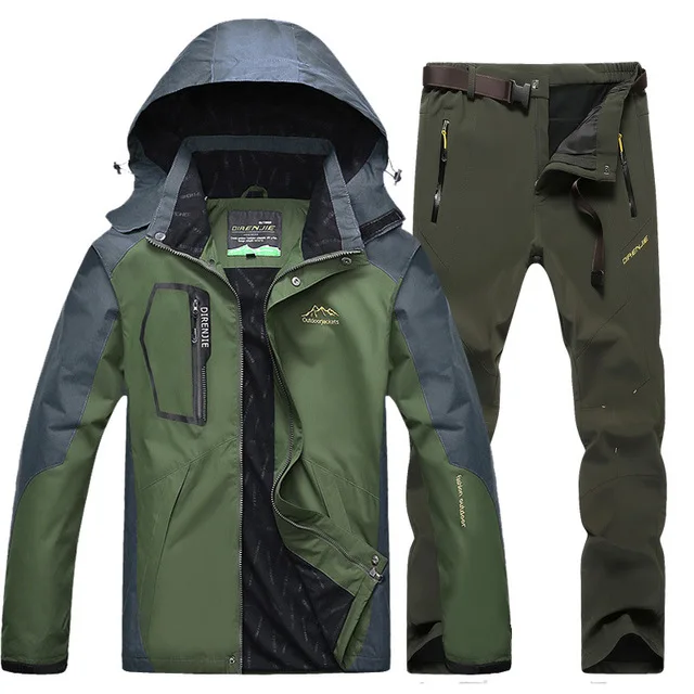 Весенняя рыболовная походная альпинистская мужская уличная куртка Костюмы для путешествий флисовые брюки костюм размера плюс брюки - Цвет: Army suits
