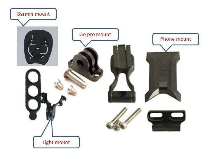 Крепление для мобильного телефона TRIGO и крепление для освещения go pro и Garminn edge mount, крепление перед стеблем