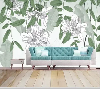 

Papel de pareder hand drawn tropical plant leaves painting 3d wallpaper living room TV sofa wall bedroom wall papers home decor