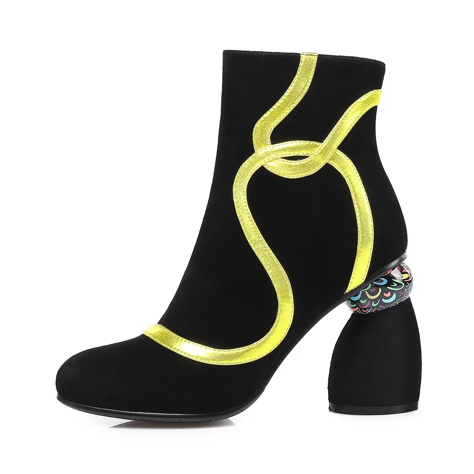 

Autumn and winter women's boots high quality cow suede fabric fashion heel design comfortable inside black women boots