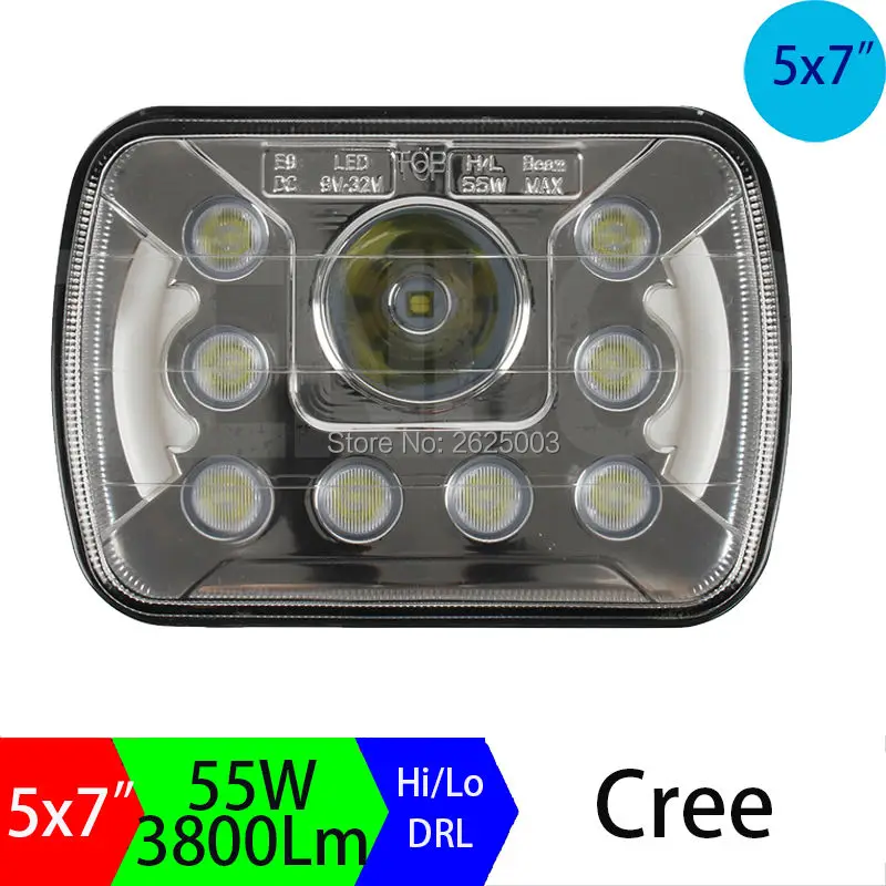 

5x7" 6x7" 7x5inch Rectangular Dual Beam H4 Sealed Beam Conversion Bi-Led Headlights 7inch Replacement Led Work Lights Driving
