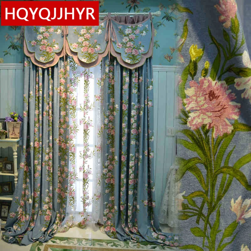Роскошные затемняющие шторы в американском пасторальном стиле из хлопка и льна с