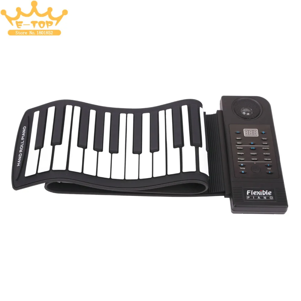 

PU61S Flexible Digital Display 61Keys 128 Tones 128 Rhythms Children Toys Electronic Roll Up Piano Built-in Speaker