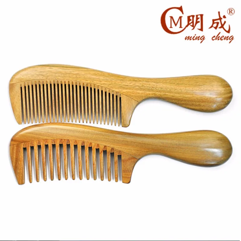 

Ming cheng anti-static Sandalwood comb Pure Nature hand made with widen and narrow tooth wood brush