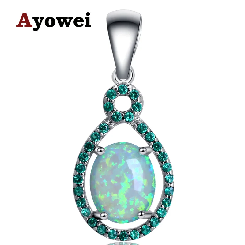 

Ayowei Einzigartiges Design Green Zircon Fashion Jewelry Green Fire Opal Silver fashion Necklaces Pendants for Women OPS729A