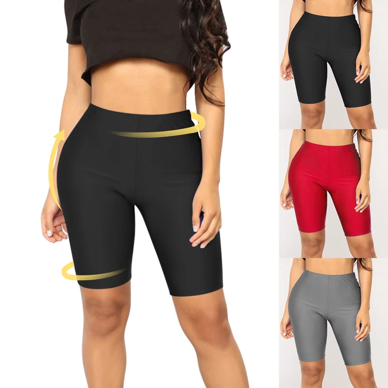 Women High Waist Yoga Shorts Leggings Solid Shorts Gym Fitness ...