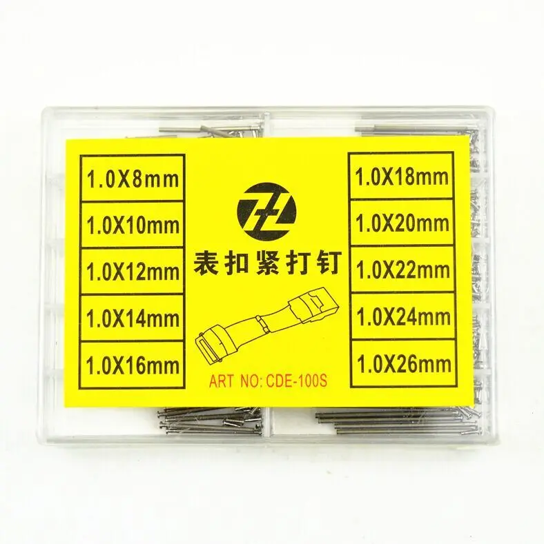 

Free Shipping 100 Pcs 1.0mm Silver Stainless Steel Push Pull Style Spring Bar Pin Size from 8~26mm