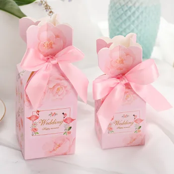 

20PCS Cardboard Candy Dragee Gift Packaging Box Wedding Favor Deco Mariage Party Favors Cookie Chocolate Cake Paper Wrapping