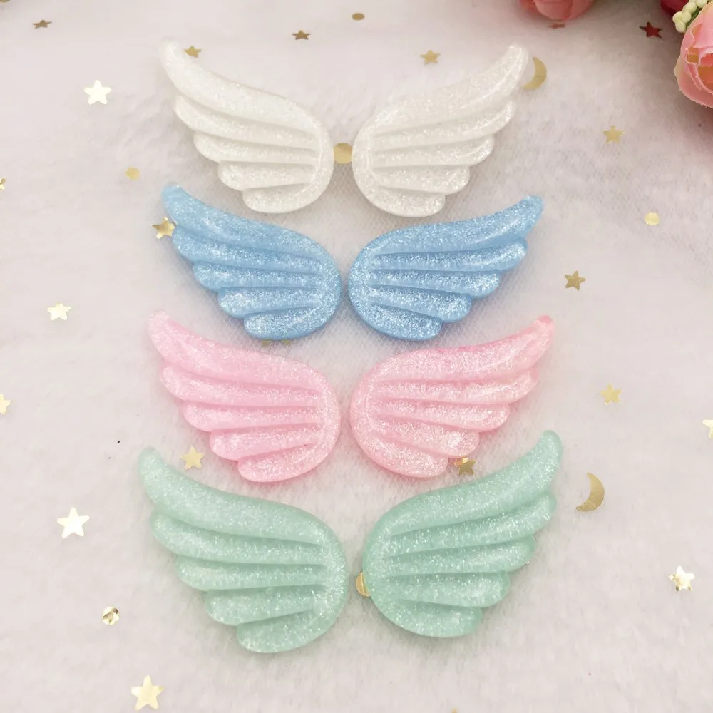 

Mixed Glitter Wings Flat Back Cabochon stone Miniature pattern applique ornament christmas craft DIY scrapbook OW90
