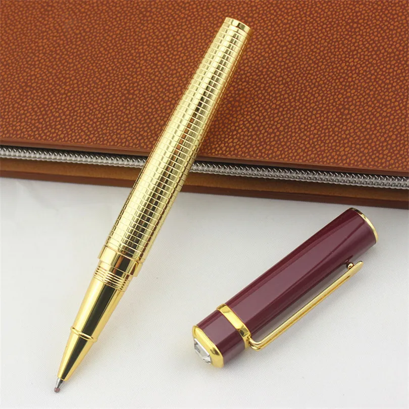 

DIKA WEN 8802 white Roller ball Pen Luxury Gold Clip Ballpoint Pen 0.5 mm Black Refill Metal Roller Ball Pens Free Shipping