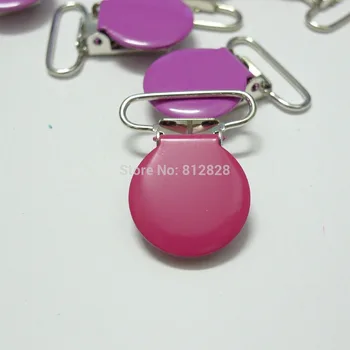 

25pcs 1'' 25mm #MD08 Hot Pink Colored Enamel Round Shaped Suspender Clips