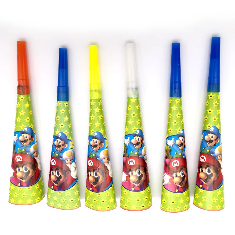 

Kids Boys Child Favors Trumpet Super Mario Theme Horns Happy Birthday Baby Shower Events Party Decoration Funny Noise Maker 12PC