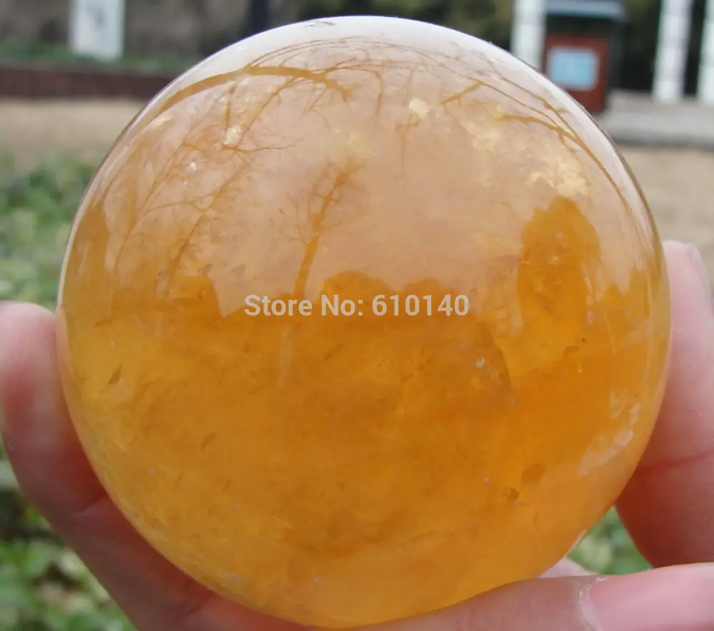 

SCY 75MM Natural Citrine Calcite Quartz Crystal Sphere Ball Healing