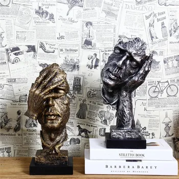 

Retro Creative Abstract Characters Statue Do Not Listen Watch Sculpture Home Decoration Accessories Desktop Craft Ornament Gift