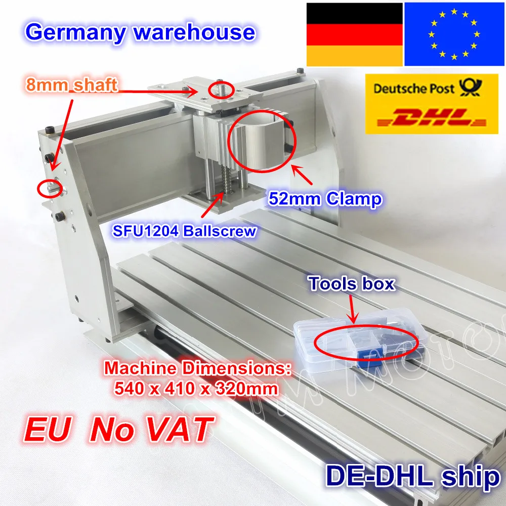 

DE ship /free VAT 3040 CNC router milling machine mechanical kit CNC aluminium alloy Frame ball screw for DIY user