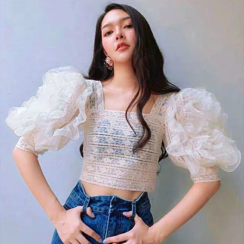 

2019 Newest Sexy Woman Short Tops Short Sleeve Slash Neck Ruffles Woman Short Tops Party Club Tops