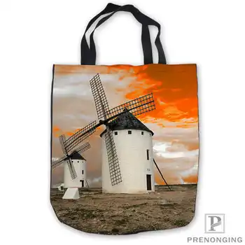 

Custom Canvas Travel-windmill-netherland ToteBags Hand Bags Shopping Bag Casual Beach HandBags Foldable 180713-03-12