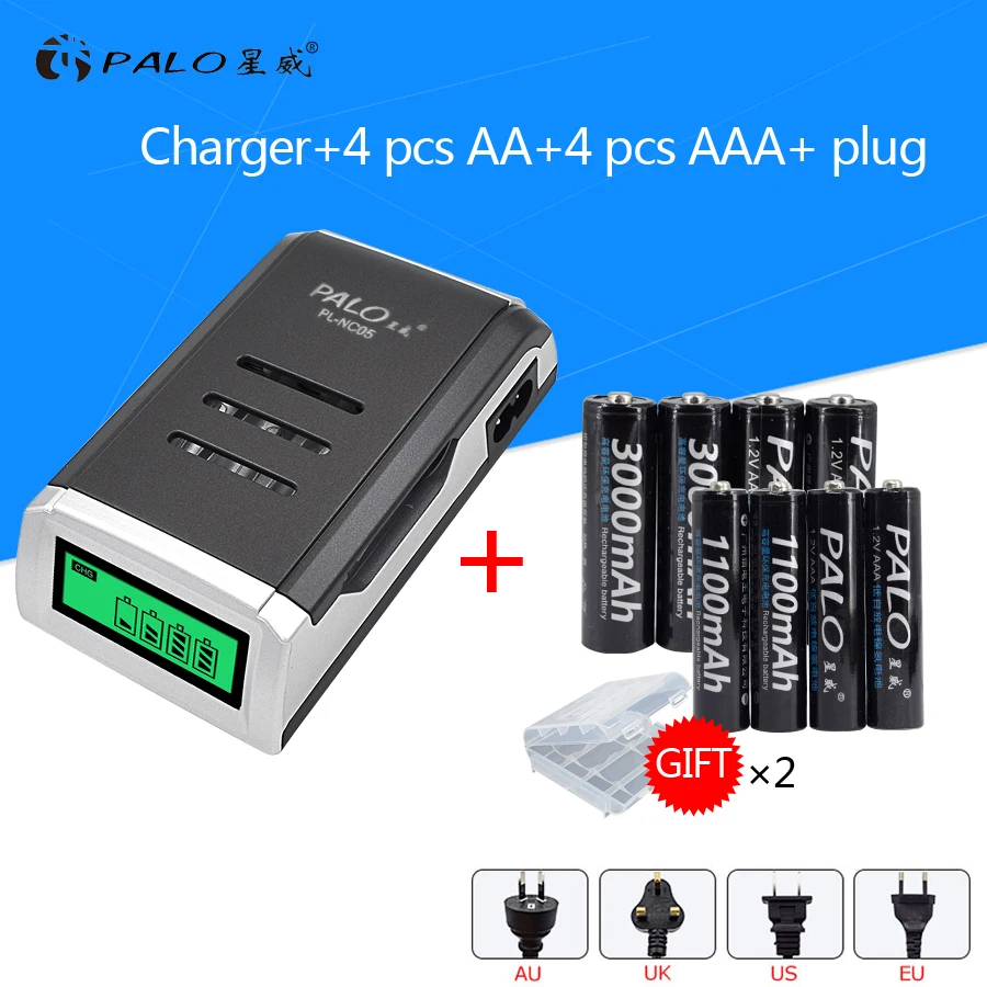 Promo Offer 4PCS 1.2 V NIMH aa rechargeable batteries + 4PCS 1.2 V aaa