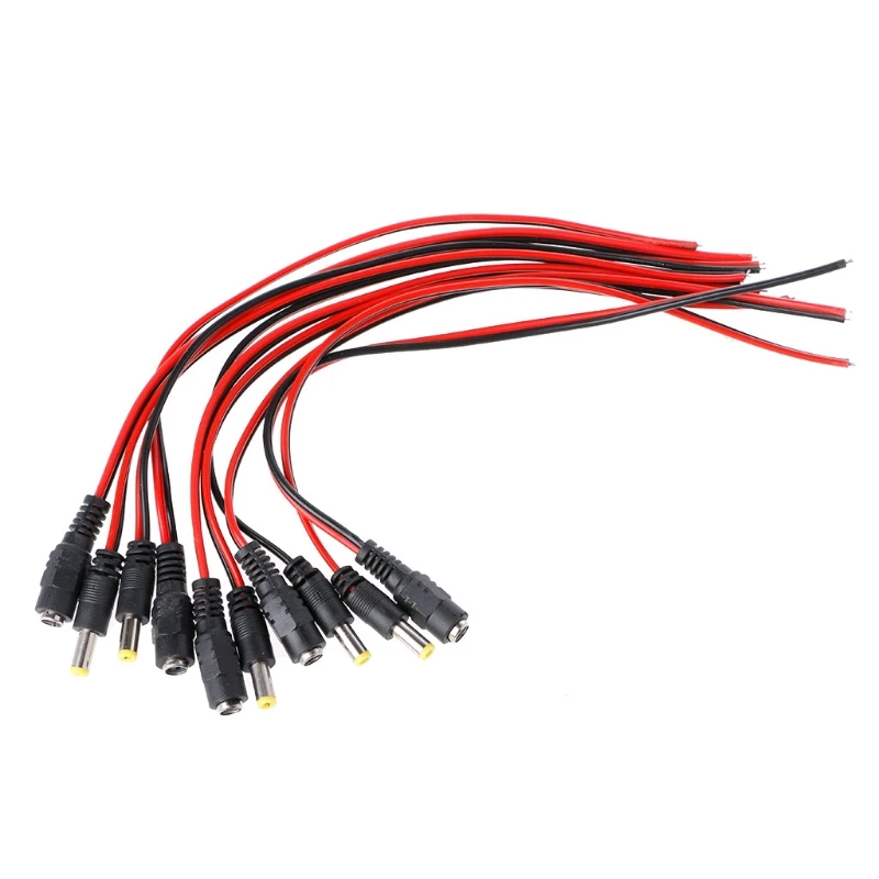 

10Pcs 5.5x2.1mm Male + Female Connector DC 12V Power Socket Plug Adapter Wire