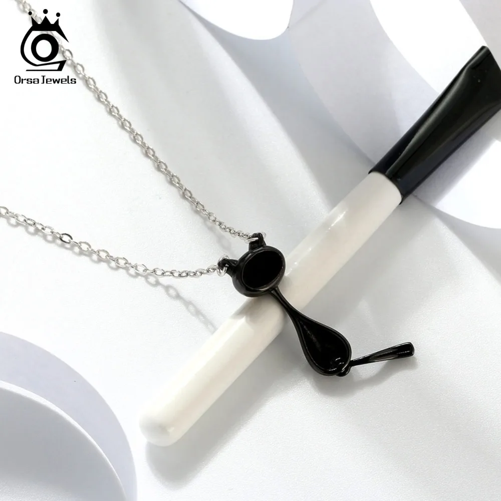 ORSA JEWELS Оригинальный Женский Черный кот наркоман хвост ожерелья из настоящего