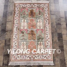 Yilong 2.5 'x" персидский шелковый ковер четыре сезона Vantage изысканный Тебриз шелковый ковер(hf004b2.5x4