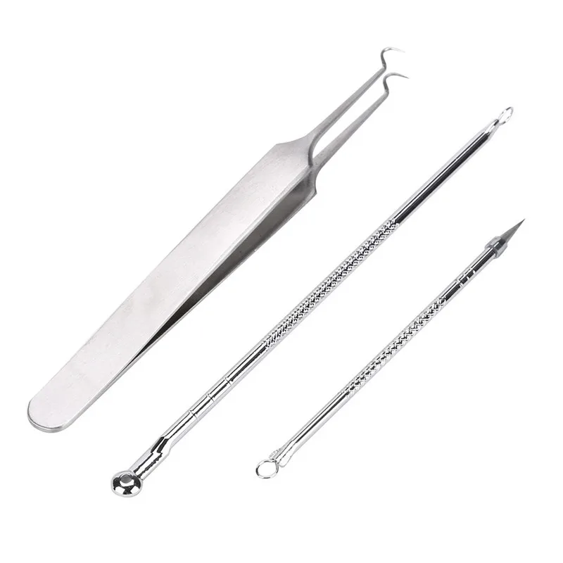 

1-3PCS Acne Extractor Set Blackhead Comedone Remover Nipper Stainless Pimple Blemish Comedone Acne Extractor Remover Tools