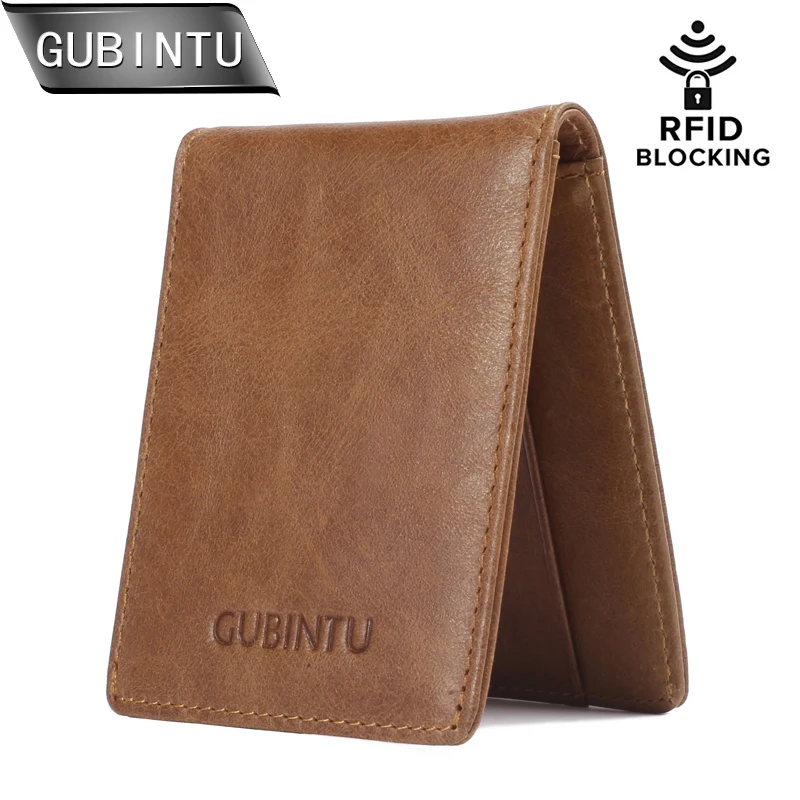 GUBINTU повседневные мужские бумажники с блокировкой RFID держатель для кредитной