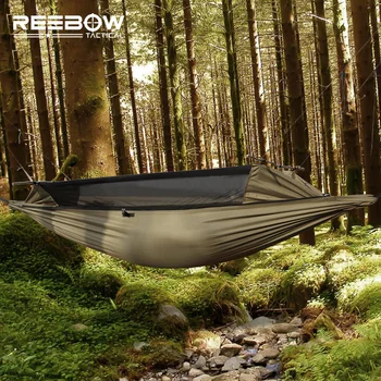 

REEBOW Tactical Outdoor Survival Hammock Men Gauze Military Portable Safe Anti-beast Anti-insect Durable Stable Hammock